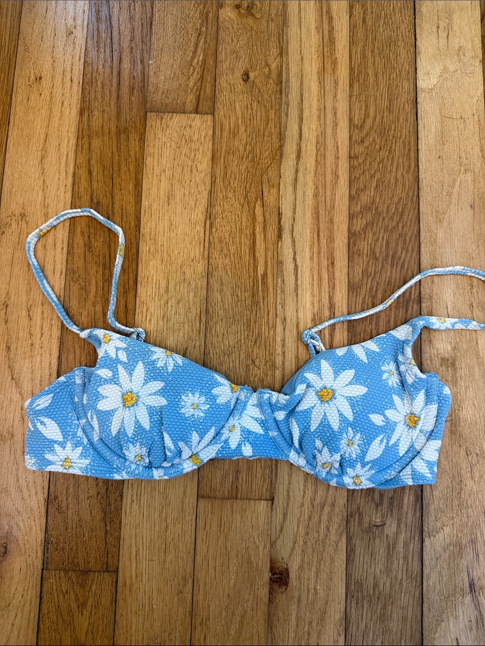 Blue Daisy Print Bikini Top